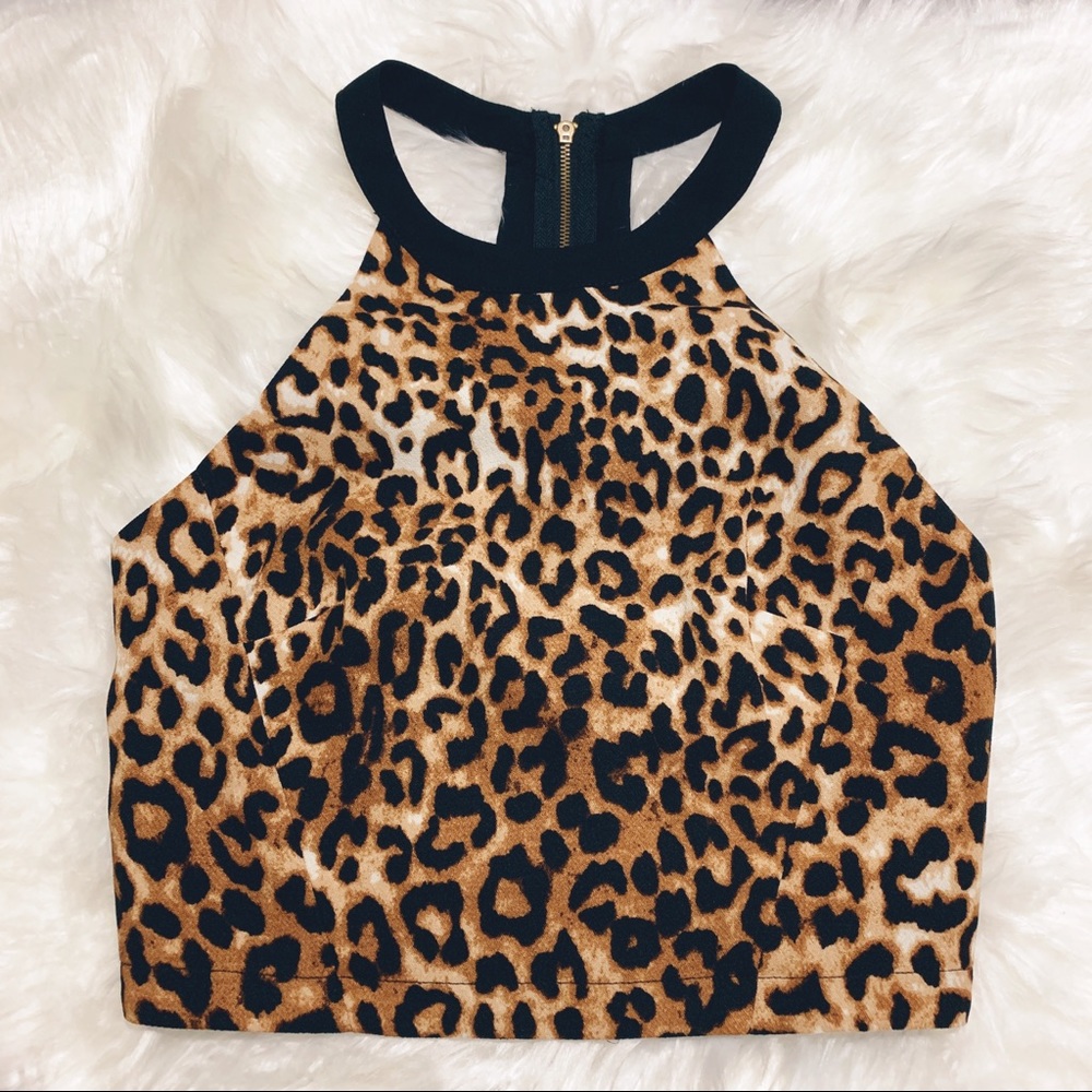 ALX Couture Cheetah Print crop top w/ back zipper